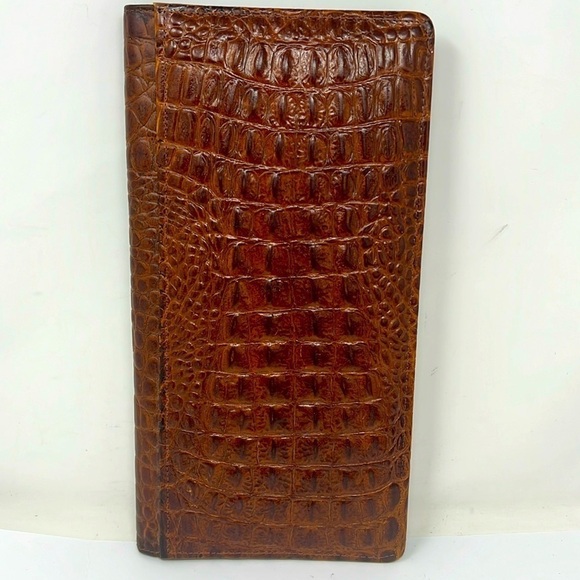 Raika Brown Croc Embossed Cowhide Leather Panoramic Photo Album - New - Picture 1 of 5
